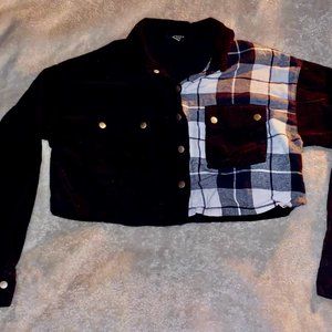 Black Cropped Forever 21 Flannel Jacket